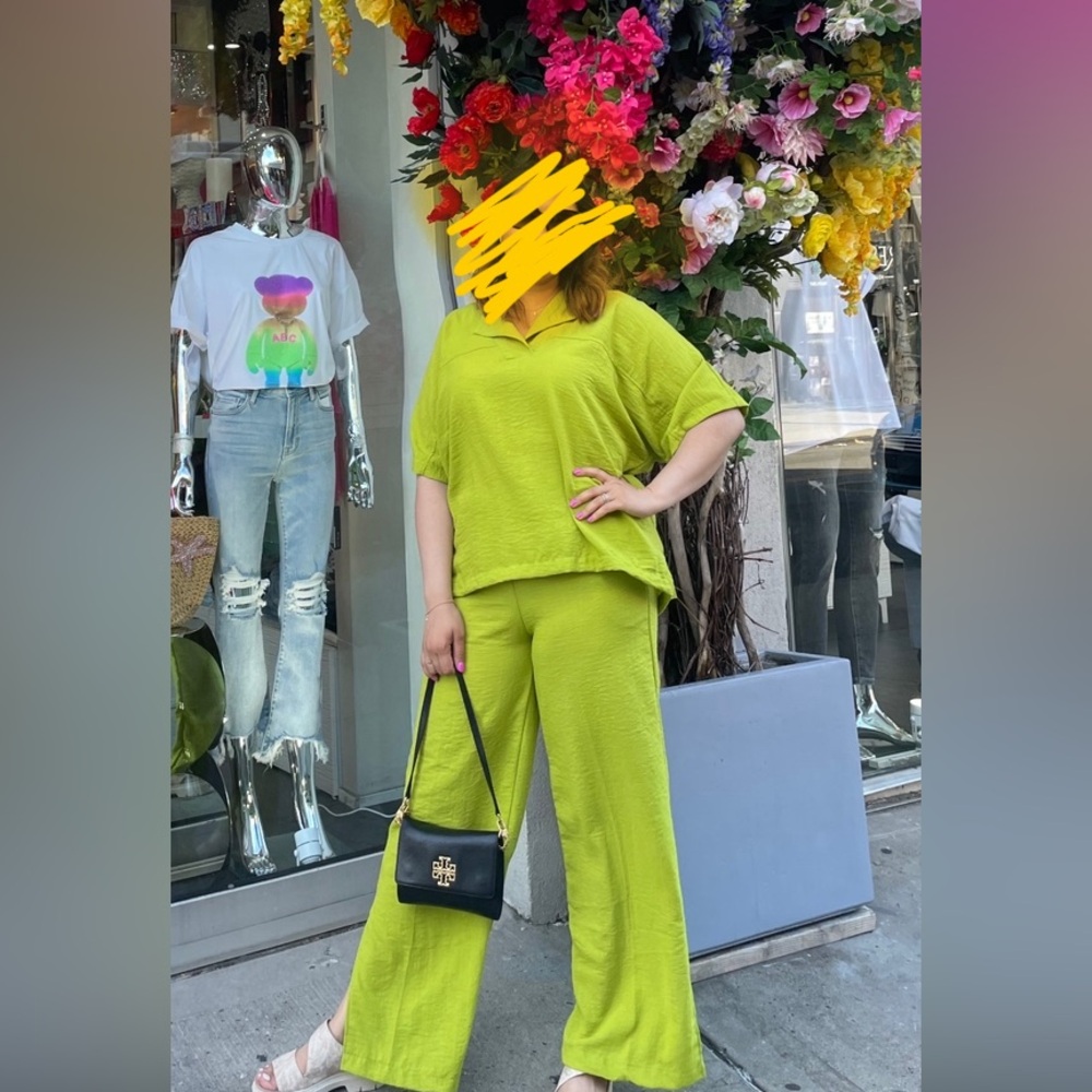 Vibrant Lime Green Two-Piece Set